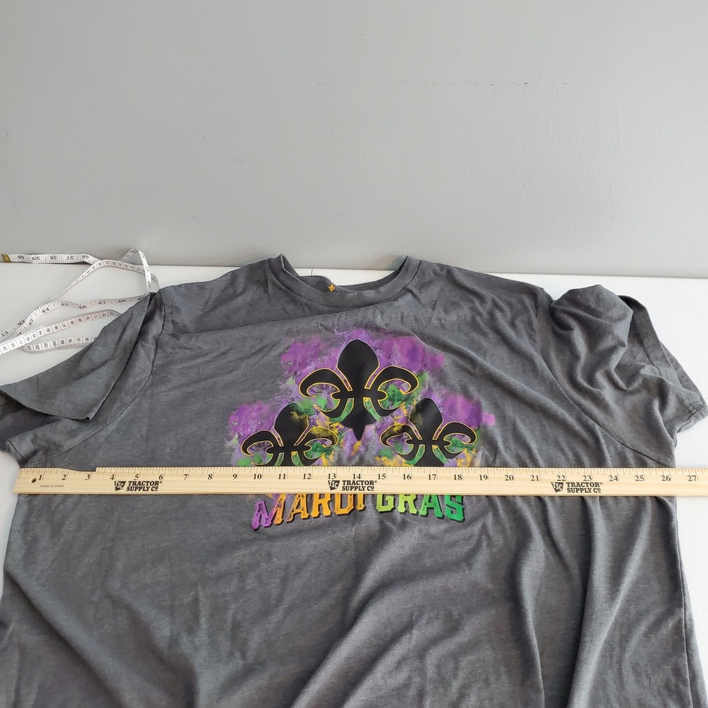 Mardi Gras Fleur De Lis Graphic T-Shirt Mens 3XL Gray Heather New Orleans Tee - Picture 4 of 6